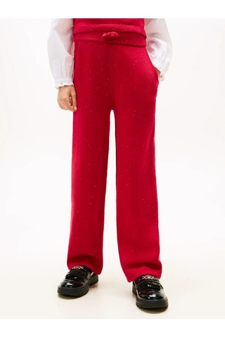 Tommy Hilfiger Sequin Wide Leg Drawstring Trousers Kırmızı Kız Çocuk Pantolon