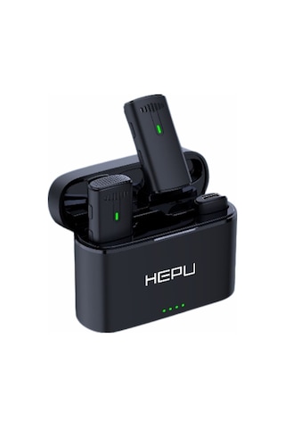 Hepu Hp-k10 2.4ghz Kablosuz Mikrofon Seti Şarj Kutulu, İos/type-c Uyumlu