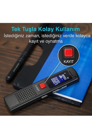 8 Gb Dijital Ses Kayıt Cihazı Stereo Kayıt Tek Tuşla Kullanım Minimal Tasarım, Maksimum Ses Kalitesi