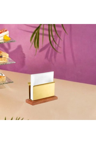 Homyl Peçetelik Paslanmaz Çelik Kağıt Tutucu Tezgah Yemek Altın
