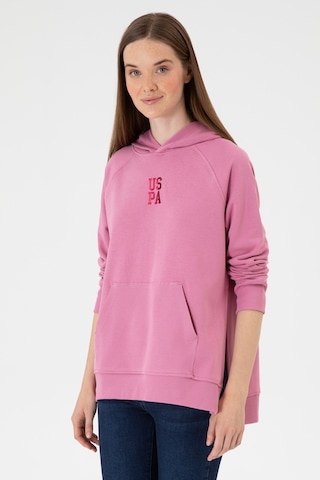 U.S. Polo Assn. Kadın Koyu Pembe Yırtmaçlı Kapüşonlu Sweatshırt 50313611-VR167