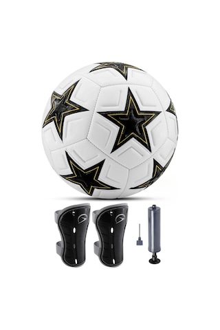 3lü Set Futbol Topu Tekmelik Şampiyonlar Ligi Pompalı Sert Zemin Halı Saha Futbol Topu New Black No5 Açık Kahverengi