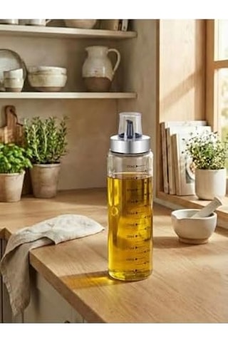 Metal Kapaklı Ölçülü Yağdanlık, Cam, Şeffaf, 550 Ml