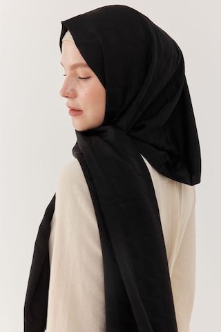 Mirsoy Scarf Dalga Desen İpeksi Jakar Şal - Siyah Siyah