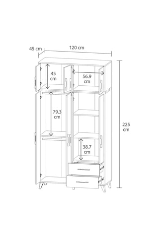 Ediz Sekiz Kapaklı İki Çekmeceli Beyaz Gardırop Xl