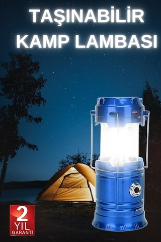 Büyük Boy Güneş Enerjili Kamp Feneri Işıldak Lamba Usb Şarjlı Diğer