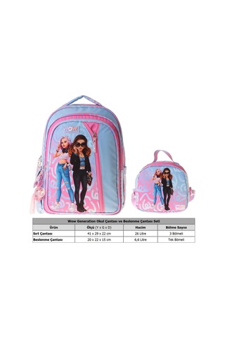 Wow Generation Wonderful İkili Okul Çanta Seti - Pembe - Turkuaz Wonderful Baskılı Kız Çocuk Setwg-w6069b Çok Renkli