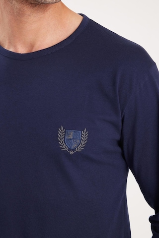 Tudors Erkek Standart Fit %100 Pamuk Bisiklet Yaka Beli Lastikli Lacivert Pijama Takımı-37935 Lacivert