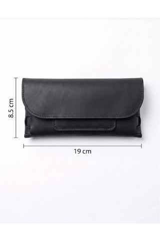 Vintage Leather Craft Hakiki Deri Erkek El Portföyü Siyah