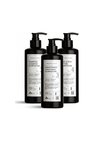 Mercada Siyah No1 Purifying And Soothing Shampoo 380ml + No 3 Conditioner 380 Ml + No 4 Hand & Body Lotion 380ml