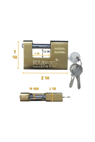 Kupa Kayar Milli Asma Kilit Sarı 80 Mm.