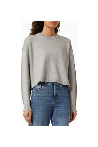 Good American Oversize Crewneck Triko, Rahat - Modern Şık Kadın Kazak Gri