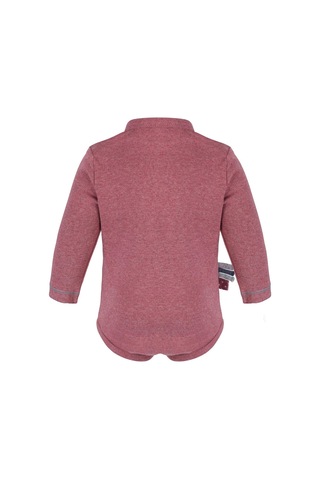 Organicera Organik Uzun Kollu Bebek Body , Bordeaux Melange Bordo