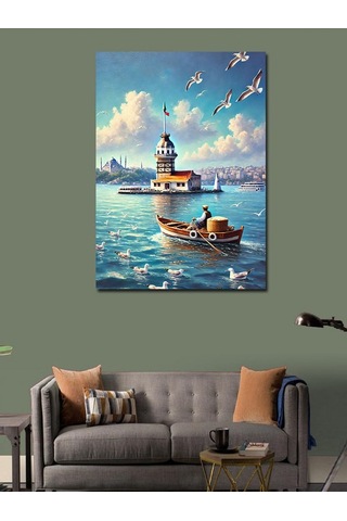 Kanvas Tablo Kız Kulesi Ve Sandal 50cmx70cm