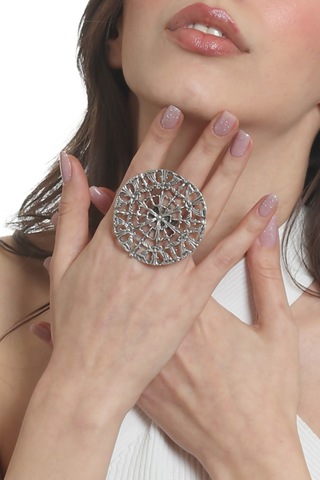 Labalaba Kadın Antik Gümüş Kaplama Ayarlanabilir Örümcek Ağı Figürlü Yüzük Gümüş