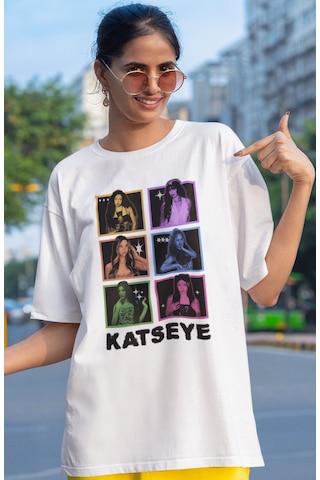 Sevbano Katseye Kpop Müzik Grubu Baskılı Unisex Oversize Tişört Beyaz