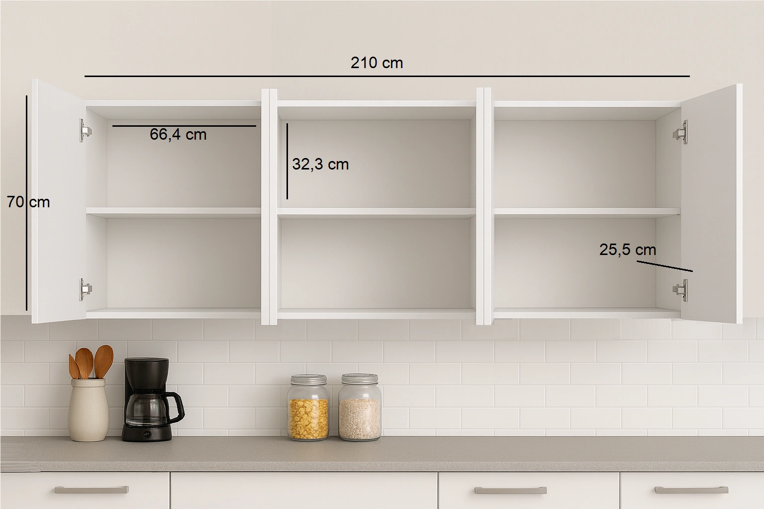 210luk Üst Modül, Mutfak Dolabı, Çok Amaçlı Dolap, Kiler Dolabı