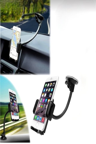 Caruc Oto Telefon Tutucu Spralli Vantuslu Siyah 35cm