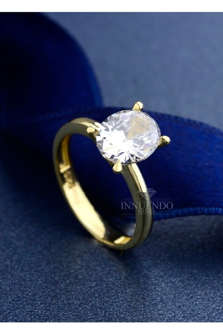 925 Ayar Gümüş 10x8 Mm 4 Karat Oval Tektaş Gümüş
