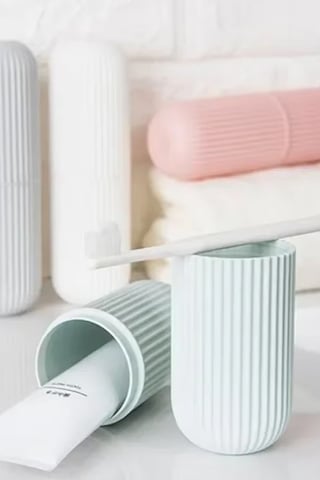 Thentech Seyahat Tipi Krem Diş Fırçası Diş Macunu Taşıma Kabı Silikon S Mavi