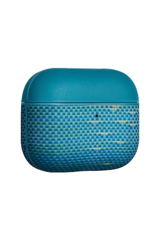 Apple Uyumlu AirPods Pro 3 Kılıf Aramid Fiber Pitaka Glints Of Gold Serisi Kapak Mavi