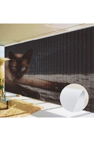 Baskılı Perde Dikey Perde Kumaş Stor Perde Kedi