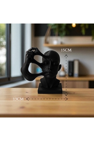Dekoratif Modern Yüz Heykel Biblo - 15x13 Cm Siyah Aksesuar
