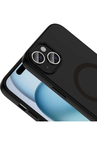 iPhone Uyumlu 15 Kılıf M-safe Şarj Özellikli Mbfx Aris Silikon Kapak - Siyah