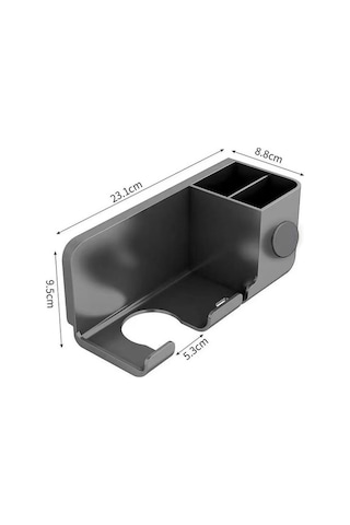 Wondernest Zımbasız Saç Rafı, Duvara Monte Lichen Kurutma Makinesi Banyo Ft Gri