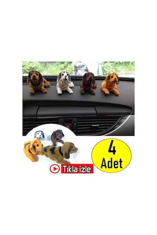 4 Adet Kafa Sallayan Köpek Araç Aksesuarı Oynar Başlıklı Köpek Ar (457312258)