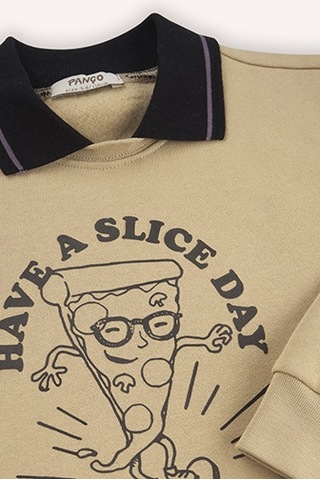 Panço Erkek Çocuk Yakalı Sweatshirt Bej 2421bk08023-4875 001