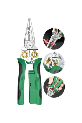 Ganzhoushop Tel Tel Sıyırma Pensesi Pense, Paslanmaz Özel Kesme İşlevli Elektrikçi Çok Çelik Arada 8'i 1 Pk