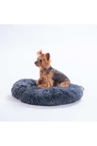 Antrasit Donut Köpek Yatağı Kedi Yatağı Simit Yatak Anti-stress Pet Yatağı Peluş Yatak