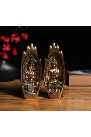 Dekoratif İkili El Buda Heykeli Tathagata Yoga Ve Meditasyon İçin Mandala El Heykelleri Feng Shui Ev Dekorasyonu Aksesuarları