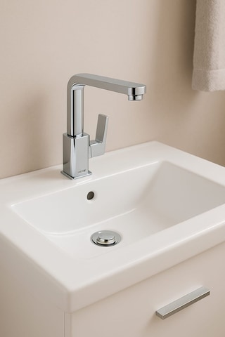 Rudi Armatür Pirsu Pirinç 360 Döner Gövdeli Modern Lavabo Bataryası Gümüş