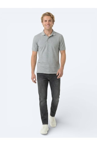 Kip Antrasit Düz Polo Yaka Pamuk Karışımlı T-shirt Antrasit