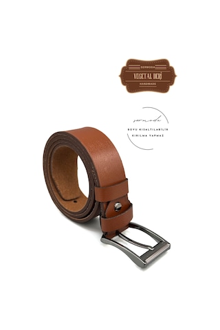 Sermoda 38 Mm Vegetal Deri Düz Kot Kemeri Taba