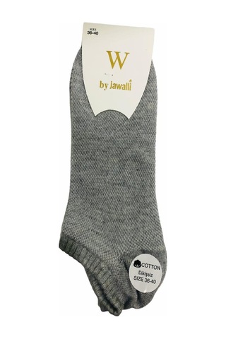 Jawalli Desenli Hava Alan Dikişsiz Kadın Patik Çorabı-Gri
