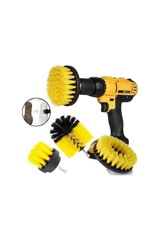 İsgstore 3lü Set Matkap Ucuna Takılan Banyo Küvet Duşa Kabin Fayans Oto Koltuk Lastik Yıkama Temizleme Fırça