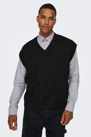 Only & Sons Onslusım Lıfe Rlx 12 V-neck Vest Knıt Erkek Siyah Yelek - 22030784 Siyah