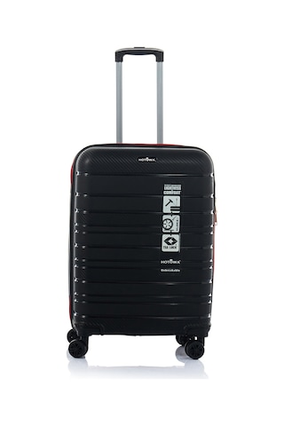 Hotowa Gold Pp Valiz 8010 Siyah Kırmızı Tsa Kilitli Orta Boy Siyah - Kırmızı