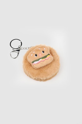 Lagraccio Paris Peluş Hamburger Figürlü Aynalı Çanta Charmı Ve Katlanabilir Makyaj Aynası Altın