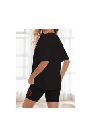 Caxis Kadın Oversize 1898 Brooklyn New York Baskılı Tayt Takım Siyah