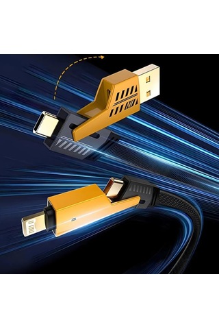 Divex 4 İn 1 Çoklu Usb Şarj Kablosu: 100 Cm, Type C To Lightning Örgü Şarj Kablosu Usb A/usb C 65w Tip C/27w Pd Her Diğer