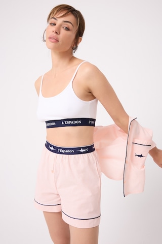 Lespadon Marısılk Kadın Yazlık Şortlu Crop Gömlekli Pijama & Lounge Takımı-3230 Pembe