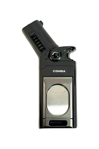 Cohiba Tek Torch Pürmüz Dahili S-v Cut & İğneli Siyah Gunmetal Metal Puro Çakmağı - Tr9526