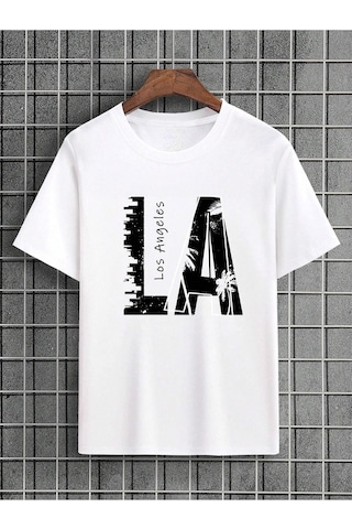 Flood Of Style Erkek Beyaz La Baskılı Oversize