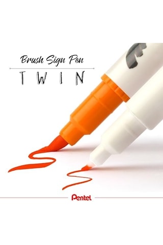 Brush Sing Pen Twin Çift Taraflı Fırça Uçlu Kalem Altın