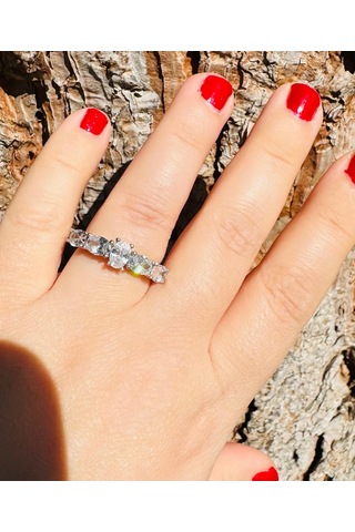 Gümüş Alyans Yüzük Zirkon Taşlı Sodyum Kaplama 925 Ayar 3,30 Gram