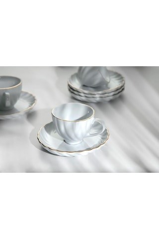 Nehir Yasemin Beyaz 12 Parça Porselen Çay Takımı 92007